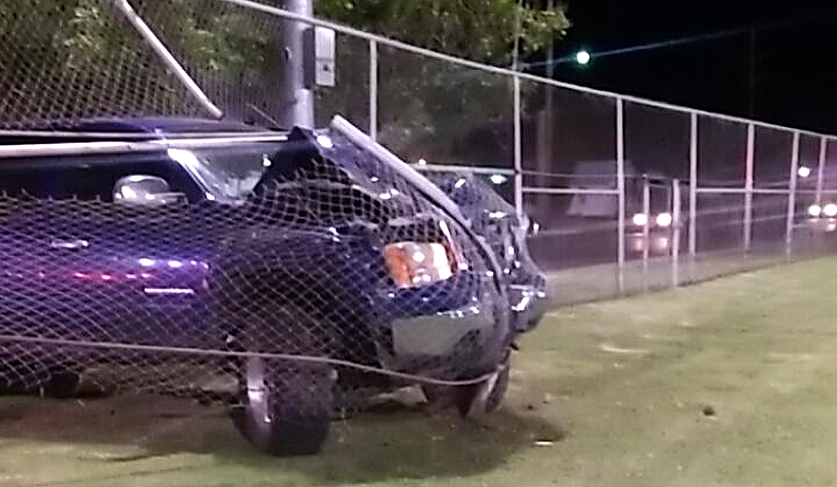 Man drives truck through ballpark fence during game