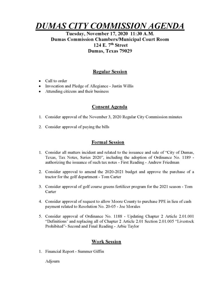 Dumas City Commission 11-17-2020