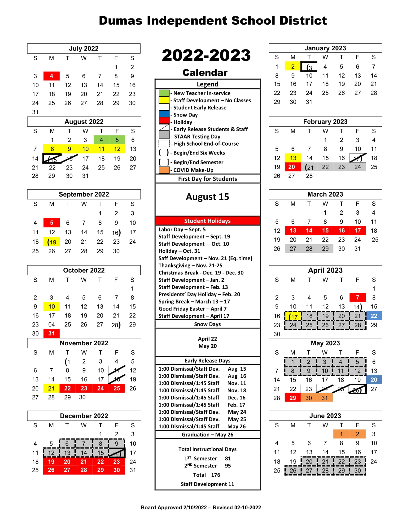 Disd 2022 Calendar Dumas Isd 2022-2023 Calendar - Moore County Journal